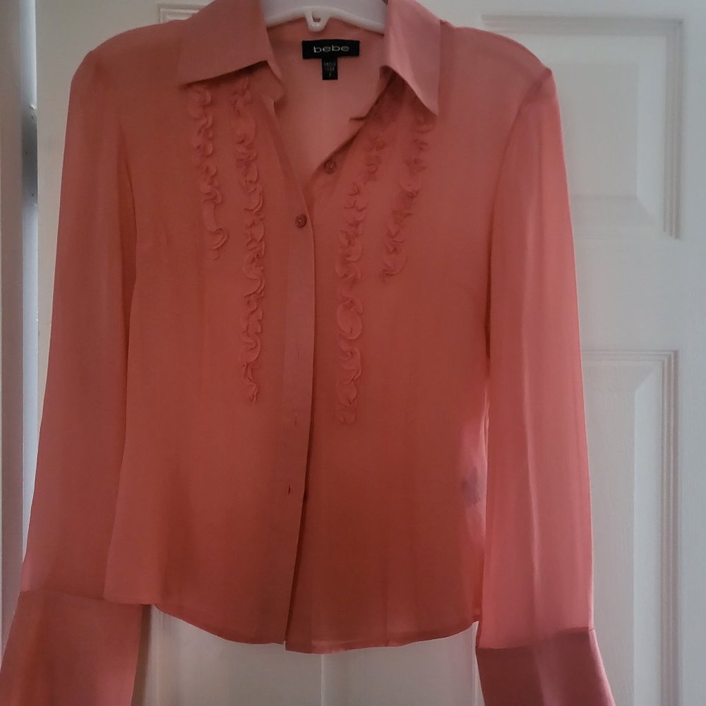 Peach Bebe button down blouse